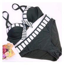Load image into Gallery viewer, Swimwear Bikinis   Swimming Suit For Women Swimsuit Padded Push-up Bikini Set Women Padded Push up Bikini Set Halter Two Piece Cross Top Swimsuit Patchwork Bathing Suit
