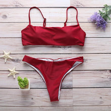 Load image into Gallery viewer, Swimwear Women Bikini Set Hollow Out Swimsuit Padded Halter Padded Push Up Bikini Set Two Pieces Swimsuit For Women Swimwear Bathing Suit Gifts For Mom Wife Girlfriend Lace Up Two Piece Bathing Suit
