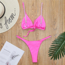 Load image into Gallery viewer, Swimwear Women Micro Bikini  Solid  Black G-String Swimsuits Bathers Bathing Suit 2 Piece Set  Bikinis For Women  Bathing Suit Women's Two-Piece Swimwear

