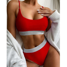 Load image into Gallery viewer, Swimwear Women Ribbed Bathing Suit Female Push Up Bikini Set Women's Bathing Suit Lace up Bikini Ribbed Two Piece Swimsuit Beachwear High Waist Bikini Women's Swimsuit
