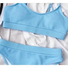 Load image into Gallery viewer, Swimwear Women Swimsuit Push Up Bikinis Fashion Women's Solid Color Bikini Pad Swimwear Swimsuit Beachwear Set Triangle Bikini Bathing Suits
