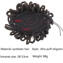 Load image into Gallery viewer, Synthetic Dread Locks Chignon Faux Locks Hair Bun Hairpiece Drawstring Pony Tail Clip in Hair Extensions For Black Women Clip in Hair Extension For Volumized Hair Buns For Girls
