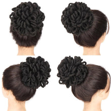 Load image into Gallery viewer, Synthetic Dread Locks Chignon Faux Locks Hair Bun Hairpiece Drawstring Pony Tail Clip in Hair Extensions For Black Women Clip in Hair Extension For Volumized Hair Buns For Girls
