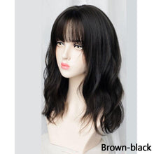 Load image into Gallery viewer, Synthetic Wigs For Women Daily Cosplay Long Water Wave  Lolita Wig With Bangs Cold Brown Heat Resistant Hair Bob Wigs For Black Women Cosplay Wigs For Women Gifts for Girlfriends
