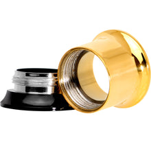 Load image into Gallery viewer, Gold PVD Black Two Tone Screw Fit Tunnel Plug Set 3mm to 16mm
