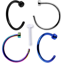 Load image into Gallery viewer, 20G 5/16 Pack Set of 4 Assorted Stainless Steel Nose Hoop Rings
