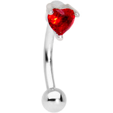 Load image into Gallery viewer, 5/16 Red Heart CZ Gem Fashionista Curved Eyebrow Rook Earring
