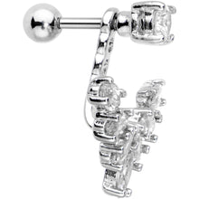 Load image into Gallery viewer, 1/4 Clear Gem Darling Fan Dangle Cartilage Tragus Piercing
