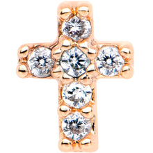 Load image into Gallery viewer, 5/16 Clear CZ Rose Gold Tone Internally Threaded Cross Labret Monroe
