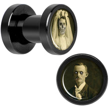 Load image into Gallery viewer, Undead Bride and Groom Halloween Black Anodized Plug Set 4G
