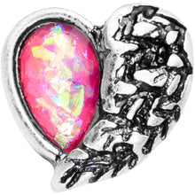 Load image into Gallery viewer, Pink Faux Opal Half Heart Tragus Cartilage Earring
