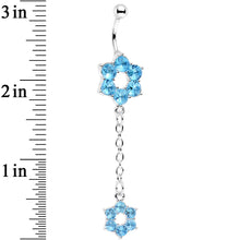 Load image into Gallery viewer, Aqua Gem Sway with the Wind Flower Dangle Belly Ring

