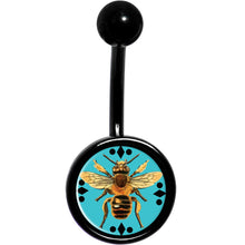 Load image into Gallery viewer, Buzzing Bumble Bee Black Belly Ring
