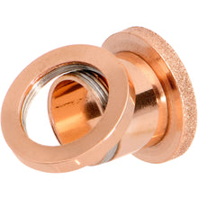 Load image into Gallery viewer, Rose Gold PVD Sandblasted Screw Fit Tunnel Plug Set 5mm to 16mm
