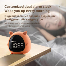 Load image into Gallery viewer, Table Clock Cute Alarm Clock Cute Toddler Alarm Clock Dimming Sleep Training Clock with Night Light Kids Wake Up Clock USB Rechargeable Easy Setting Kids Bedside Kids Night Wake Up Light Multi Function Alarm Clock for For Child Children Home Decoration
