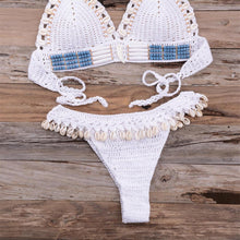 Load image into Gallery viewer, Tassel Knit Crochet Bikini Women Swimwear Female Swimsuit Two-piece Bikini Set Unique Bathing Suit Swim Women's Crochet Lace V Neck High Waist Bikini Set Two Pieces Swimsuit
