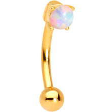 Load image into Gallery viewer, 5/16 White Synthetic Opal Gold IP Fashionista Curved Eyebrow Ring
