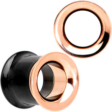 Load image into Gallery viewer, Black Rose Gold PVD Two Tone Screw Fit Tunnel Plug Set 3mm to 16mm
