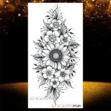 Load image into Gallery viewer, Temporary Lotus Flower Sticker Tattoo Fake Black Elegant Flower Design Women Body Art Fake Arm Tattoo Stickers For Womens
