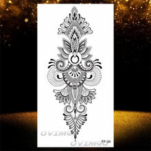 Load image into Gallery viewer, Temporary Lotus Flower Sticker Tattoo Fake Black Elegant Flower Design Women Body Art Fake Arm Tattoo Stickers For Womens

