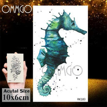 Load image into Gallery viewer, Temporary Tattoos Seahorse Dolphin Sticker Watercolor Custom Body Tattoo For Children Women
