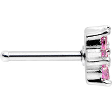 Load image into Gallery viewer, 18G 1/4 Pink and Clear Cubic Zirconia Gem Flower Nose Bone
