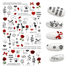 Load image into Gallery viewer, The New 3D Nail Sticker Cool English Letter stickers for nail  Foil Love Heart Design Nails Accessories Fashion Manicure Sticker Stickers Girls Manicure Decoration Nail Art Supplies 3D Self-Adhesive Nail Decals Designer Nail Stickers for Acrylic Nails
