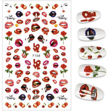 Load image into Gallery viewer, The New 3D Nail Sticker Cool English Letter stickers for nail  Foil Love Heart Design Nails Accessories Fashion Manicure Sticker Stickers Girls Manicure Decoration Nail Art Supplies 3D Self-Adhesive Nail Decals Designer Nail Stickers for Acrylic Nails
