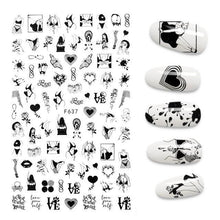 Load image into Gallery viewer, The New 3D Nail Sticker Cool English Letter stickers for nail  Foil Love Heart Design Nails Accessories Fashion Manicure Sticker Stickers Girls Manicure Decoration Nail Art Supplies 3D Self-Adhesive Nail Decals Designer Nail Stickers for Acrylic Nails

