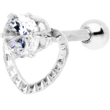 Load image into Gallery viewer, Clear CZ Gem Valentine Heart Cartilage Tragus Piercing
