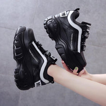 Load image into Gallery viewer, Thick Bottom Chunky Womens Sneakers White Black High Heels Strong Woman Casual Autumn Winter Footwear Casual Everyday Walking Fashionable Sneakers
