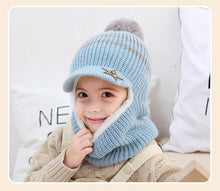 Load image into Gallery viewer, Thick Knitted Acrylic Winter Beanie Hats For Kids Child Outdoor Warm Balaclava Cap Girls Boys Bib Mask Face Cover Hairball Hat  Beanie Cap Mask Scarf Hat Set Outdoor Sport Warm Beanies Hat For Men Knitted Hats Bandana Hiking Camping Kid Neck Warmer Cap
