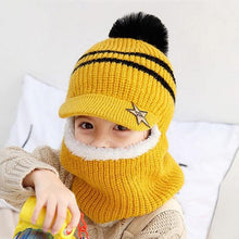 Load image into Gallery viewer, Thick Knitted Acrylic Winter Beanie Hats For Kids Child Outdoor Warm Balaclava Cap Girls Boys Bib Mask Face Cover Hairball Hat  Beanie Cap Mask Scarf Hat Set Outdoor Sport Warm Beanies Hat For Men Knitted Hats Bandana Hiking Camping Kid Neck Warmer Cap
