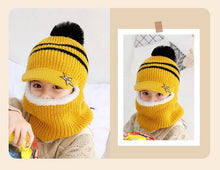 Load image into Gallery viewer, Thick Knitted Acrylic Winter Beanie Hats For Kids Child Outdoor Warm Balaclava Cap Girls Boys Bib Mask Face Cover Hairball Hat  Beanie Cap Mask Scarf Hat Set Outdoor Sport Warm Beanies Hat For Men Knitted Hats Bandana Hiking Camping Kid Neck Warmer Cap
