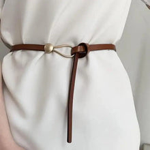 Load image into Gallery viewer, Thin Golden Buckle PU Leather Strap Belts For Women Casual Dress Luxurious Ladies Waist Belt
