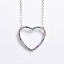 Load image into Gallery viewer, Thin Open Heart Rainbow Necklace
