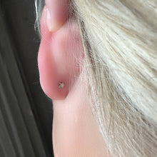 Load image into Gallery viewer, Medical Grade Titanium Flat Back Earring 18G 3mm CZ Reversible Star

