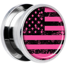 Load image into Gallery viewer, Pink American Flag Steel Screw Fit Plug Set 9/16
