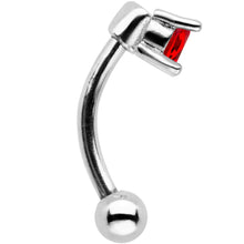 Load image into Gallery viewer, 5/16 Red CZ Gem Fashionista Curved Eyebrow Rook Earring
