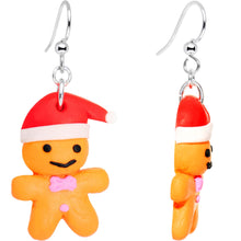 Load image into Gallery viewer, Silver Plated Holiday Gingerbread Santa Fishhook Earrings
