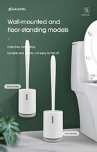 Load image into Gallery viewer, Toilet Brush and Holder Set No Dead Corners Wall-Mounted Toilet Brush Bathroom Accessories Set Toilet Brush And Bracket Set Non Slip Long Handle Soft Silicone Bristles Flexible Toilet Brush Head Wall-Mounted Drip-Proof
