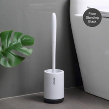 Load image into Gallery viewer, Toilet Brush and Holder Set No Dead Corners Wall-Mounted Toilet Brush Bathroom Accessories Set Toilet Brush And Bracket Set Non Slip Long Handle Soft Silicone Bristles Flexible Toilet Brush Head Wall-Mounted Drip-Proof
