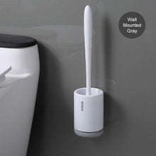 Load image into Gallery viewer, Toilet Brush and Holder Set No Dead Corners Wall-Mounted Toilet Brush Bathroom Accessories Set Toilet Brush And Bracket Set Non Slip Long Handle Soft Silicone Bristles Flexible Toilet Brush Head Wall-Mounted Drip-Proof
