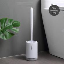 Load image into Gallery viewer, Toilet Brush and Holder Set No Dead Corners Wall-Mounted Toilet Brush Bathroom Accessories Set Toilet Brush And Bracket Set Non Slip Long Handle Soft Silicone Bristles Flexible Toilet Brush Head Wall-Mounted Drip-Proof
