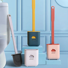 Load image into Gallery viewer, Toilet Brush Holder Sets Wall Hanging Household Floor Standing Soft Bristle Head Bathroom Cleaning Accessories Toilet Brush Set, Silicone Toilet Brush with Holder Wall Mounted With Toilet Bowl Brush And Holder Bendable Brush Head Holder Quickly Drying
