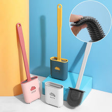Load image into Gallery viewer, Toilet Brush Holder Sets Wall Hanging Household Floor Standing Soft Bristle Head Bathroom Cleaning Accessories Toilet Brush Set, Silicone Toilet Brush with Holder Wall Mounted With Toilet Bowl Brush And Holder Bendable Brush Head Holder Quickly Drying
