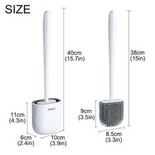 Load image into Gallery viewer, Toilet Brush With Holder Set Long Handled Flex Rubber Silicone Drain Cleaner Brush Wall Mounted Bathroom Accessories Wall Toilet Brush And Holder Set Flexible Toilet Bowl Cleaner Brush With Silicone Bristles Bendable Brush Head To Clean Toilet
