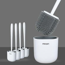 Load image into Gallery viewer, Toilet Brush With Holder Set Long Handled Flex Rubber Silicone Drain Cleaner Brush Wall Mounted Bathroom Accessories Wall Toilet Brush And Holder Set Flexible Toilet Bowl Cleaner Brush With Silicone Bristles Bendable Brush Head To Clean Toilet

