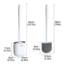 Load image into Gallery viewer, Toilet Brush With Holder Set Long Handled Flex Rubber Silicone Drain Cleaner Brush Wall Mounted Bathroom Accessories Wall Toilet Brush And Holder Set Flexible Toilet Bowl Cleaner Brush With Silicone Bristles Bendable Brush Head To Clean Toilet
