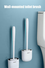 Load image into Gallery viewer, Toilet Brush With Holder Set Long Handled Flex Rubber Silicone Drain Cleaner Brush Wall Mounted Bathroom Accessories Wall Toilet Brush And Holder Set Flexible Toilet Bowl Cleaner Brush With Silicone Bristles Bendable Brush Head To Clean Toilet

